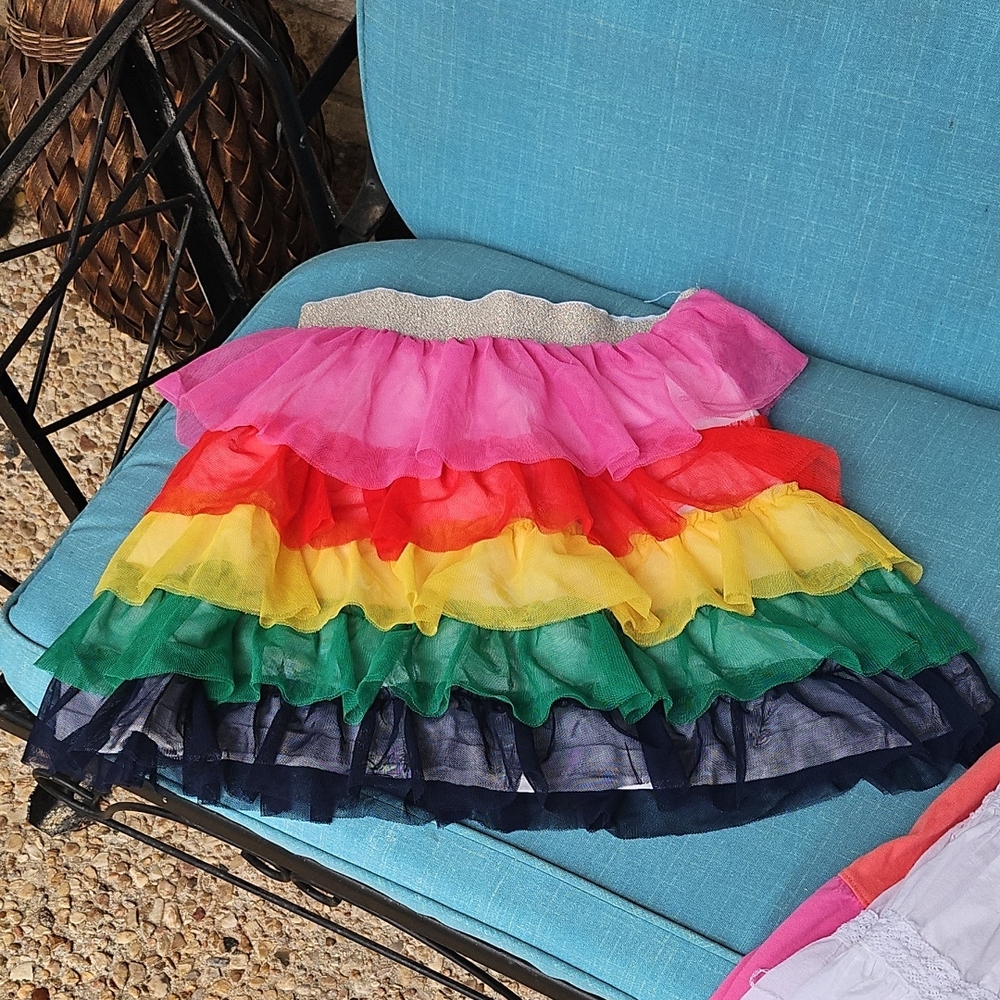 Hannah Andersson Rainbow Tulle Tiered Elastic Skirt Size 12